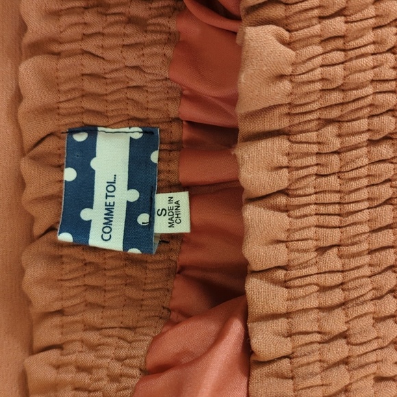 Anthropologie Comme Toi Rust Cinched Elastic Waist Lined Mini Skirt Size Small - Picture 4 of 6